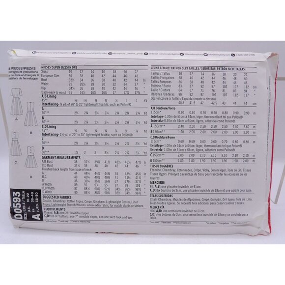 New Look D0593 Misses' Dress Sewing Pattern Sizes 10-22 ©2017 (4 Styles) Open/Un - Picture 2 of 2